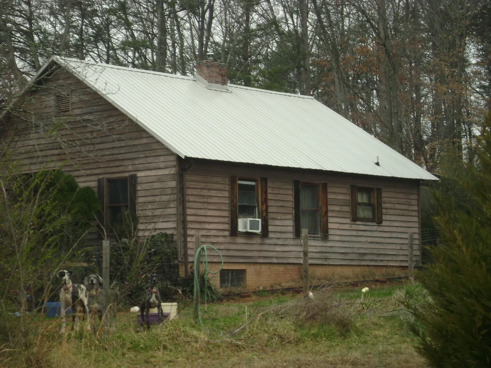 White metal roof on an old wood sided farmhouse, from a Metal Roof Installation job in Williston